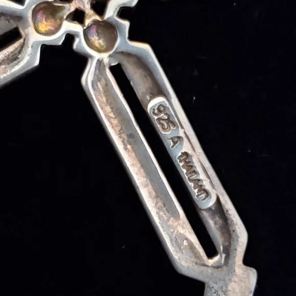 Sterling Marcasite Gothic Cross Necklace - Picture 3 of 8